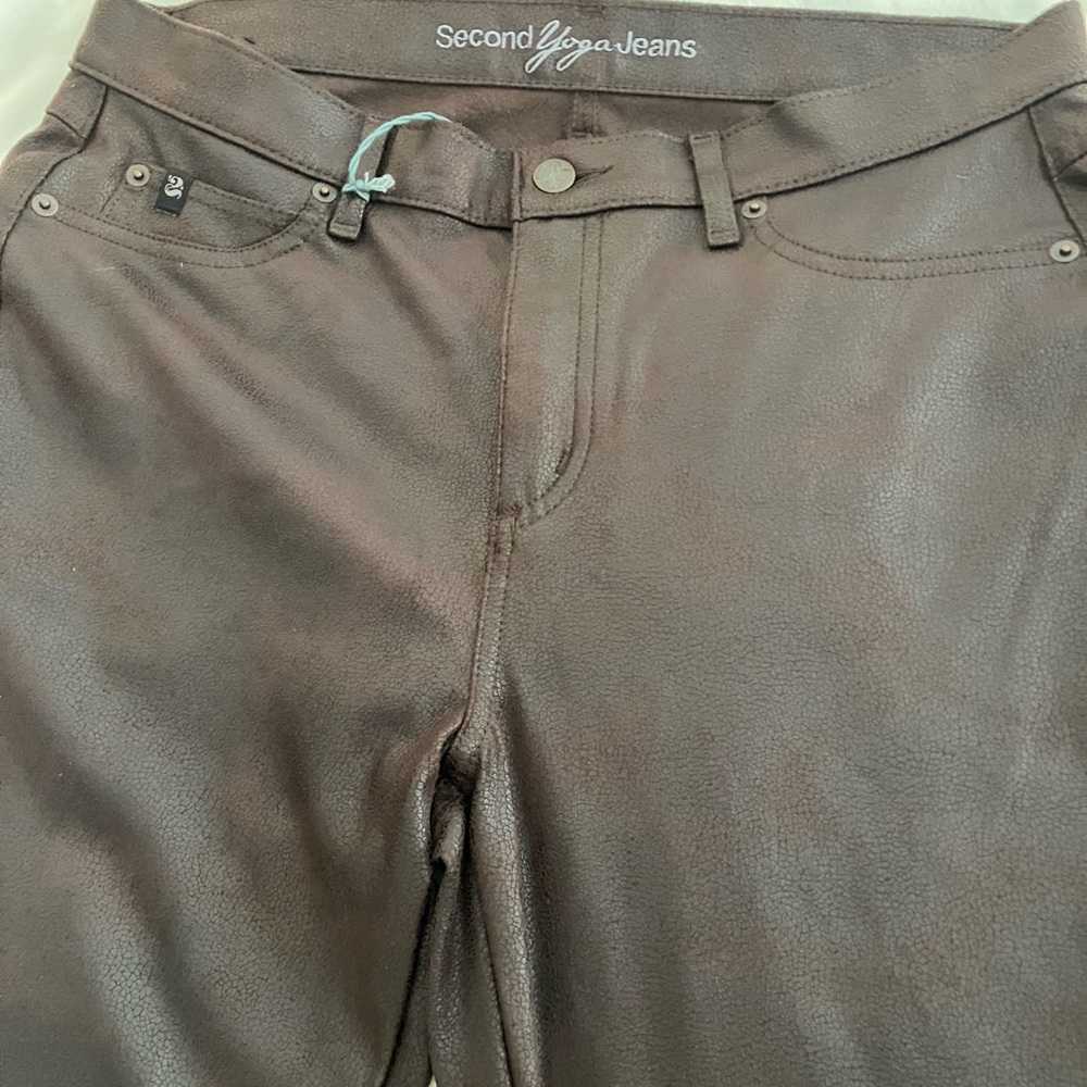 Second Yoga Jeans Brown Reptile Vegan Leather 32 NWT